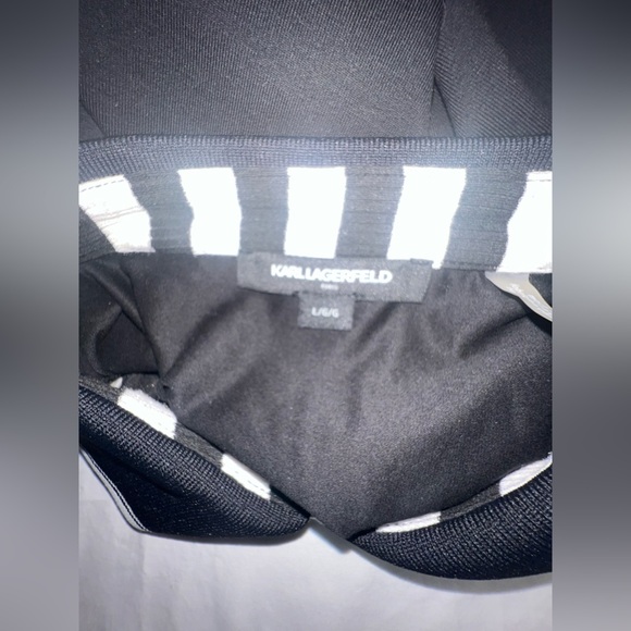 KARL LAGERFELD PARIS MEN’S STRIPE POLO SHIRT. SIZE LARGE (SEEMS TO BE SMALL). - Picture 2 of 15